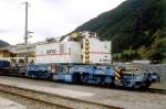 Sersa - KRC 458-2S am 01.09.2007 in Zernez - Kranwagen 8-achsig - bernahme 22.03.2001- KIROW - Fahrzeuggewicht 96,00t - LP 13.30m - zulssige Geschwindigkeit 60A km/h
