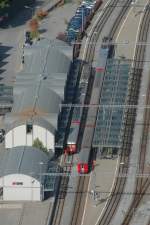 Blick von Burg Hohenrhtien auf Bahnhof Thusis. 11.10.05