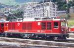 RhB - Gem 4/4 801  STEINBOCK  am 12.08.1991 in St.Moritz - Zweikraftlokomotive - Baujahr 1968 - SLM/Cummins/SAAS//BBC/MFO - e700/780d KW - Gewicht 50,40t - LP 13,54m - zulssige Geschwindigkeit 65
