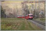 Zwischen Bonaduz und Reichenau-Tamins schlngelt sich die Bahn ber zwei Gefllestufen zum Rhein hinunter. S1 1516 mit Steuerwagen 1716. (08.12.2010)