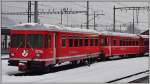 Steuerwagen 1716 wurde farblich an die neuen Allegra Triebzge angepasst. Landquart (12.02.2013)