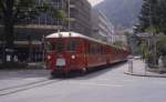 Am 17.6.1983 verkehrte die Rhtische Bahn hnlich einer Straenbahn  durch die Straen von Chur.