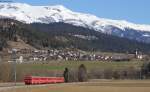 RE 1224 (Scuol-Tarasp-Disentis/Muster) mit Schublok Rhb 626 bei Castrisch 9.3.14