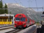 RhB R 1936 mit Steuerwagen BDt 1753 nach Scuol Tarasp wird bereitgestellt in Pontresina; 09.06.2014
