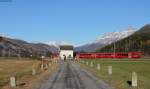 R 1945 (Scuol-Tarasp-Pontresina) mit Schublok Rhb 626 bei Bever 29.10.14