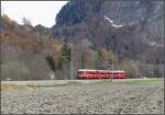 Hier nochmals R1545 mit Be 4/4 515 Pendel beim Verlassen der Klus bei Malans. (22.11.2007)