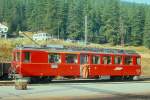 RhB - ABe 4/4 II 45 am 24.09.1989 in Pontresina - Gleichstromtriebwagen Bernina - Baujahr 1964 - SWS/BBC/MFO/SAAS - 680 KW - Gewicht 41,00t - 1./2.Klasse Sitzpltze 12/24 - LP 16,54m - zulssige Geschwindigkeit 55 km/h - 3=20.07.1984 - Logo nur RhB. Hinweis: Die Triebfahrzeugserie besteht aus 9 Fahrzeugen mit den Nummern 41 bis 49, gescanntes Dia

