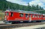 RhB - ABe 4/4 II 47 am 01.09.1993 in Pontresina - Gleichstromtriebwagen Bernina - Baujahr 1972 - SWS/BBC/MFO/SAAS - 680 KW - Gewicht 41,00t - 1./2.Klasse Sitzpltze 12/24 - LP 16,54m - zulssige Geschwindigkeit 55 km/h - 3=07.06.1985 1=07.05.1991 - Logo RhB in italienisch. Hinweis: Die Triebfahrzeugserie besteht aus 9 Fahrzeugen mit den Nummern 41 bis 49, gescanntes Dia
