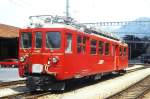 RhB - ABDe 4/4 481 II am 15.05.1988 in Chur - Gleichstromtriebwagen Arosabahn - Baujahr 1957- SWS/BBC - 480 KW - Gewicht 43,00t - 1./2.Klasse Sitzpltze 12/24 - LP 17,77m - zulssige Geschwindigkeit 65 km/h - 2=09.10.1987 - nur Logo RhB . Lebenslauf: 11/1997a - 11/1998 Abbruch. Hinweis: Die Triebfahrzeugserie bestand aus 6 Fahrzeugen mit den Nummern 481II bis 486II, die ersten fnf, von der RhB zu 481I bis 485I umnummerierten Fahrzeuge wurden komplett zerlegt und mit neuen Wagenksten wieder aufgebaut, gescanntes Dia
