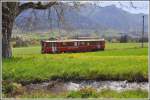 ABe 4/4 501 auf dem Weg von Samedan nach Landquart, hier bei Cazis. (23.04.2015)