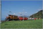 50 Jahre Blonay Chamby - MEGA BERNINA FESTIVAL: Das Bernina Krokodil, die RhB Ge 4/4 182 fährt gemeinsam mit dem ABe 4/4 I 35 den  Riviera Belle Epoque  von Montreux nach Chaulin und zeigt sich