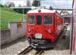 Fein herausgeputzt steht der ex RhB (Arosabahn) Triebwagen mit der heutigen Bezeichnung Bef 4/4 642 in Tramelan.