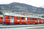 RhB - ABe 4/4 501 am 16.05.1994 in Samedan - Stammnetztriebwagen - �bernahme 07.12.1939 - SWS/MFO/BBC/RhB - 440 KW - Fahrzeugewicht 40,00t - 1./2.Klasse Sitzpltze 12/28 - L�P 18,00m - zul�ssige