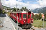 Jubil�um,100 Jahre Bever-Scuol.Der  Fliegende R�tier  ABe 4/4 501  brachte das Bernina Krokodil Nr.182 und zwei Bernina Wagen nach Scuol.