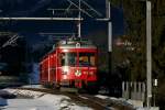Der Bahnhof Schiers lag heute Morgen um 9:32 bereits in der Sonne, als ein vierteiliger Vorortspendel mit Be 4/4 514 als S1 1513 den Bahnhof Schiers in Richtung Rh�z�ns verliess.