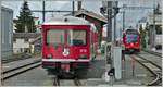 Be 4/4 Pendelzug mit Steuerwagen 1711 und neuer Capricorn ABe 4/16 3115 in Davos Platz.