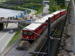 RhB - Abgestellter Pendelzug im Bahnhofsareal in Reichenau-Tamins am  07.05.2015