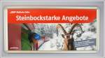 Im Land des Steinbocks muss das Wappentier Graubndens fr so manche Werbung herhalten, hier an der Stirnwand eines Personenwagens der RhB. (17.02.2009)