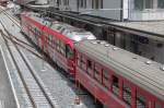 Der neu umgebaute Bahnhof Arosa(1738 m.ü.M.)mit gedeckten Übergang,neuen Perrons,Wagenhalle und erweiterten Gleisanlagen.11.06.15