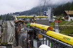 Blick auf den Bahnhof Preda und die Baustelle Tunnel Albula II von oberhalb des alten Portals.