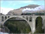 G 4/5 108 auf dem 89m hohen Soliser Viadukt, fotografiert von der alten Strassenbrcke aus.