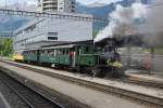 G 3/4 1 verlässt am 10.05.2014 den Bahnhof Landquart.