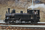 Die RhB Dampflok G 3/4 Heidi beim Umsetzen im Bahnhof Scuol am 2.4.2016 zur Zürückfahrt mit der Jungfernfahrt mit den Helfern Lok 11 Club 1889 nach Samedan.