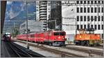 S1 1518 nach Rhäzüns mit ABe 4/16 3103, RE1744 nach Disentis mit Ge 6/6 II 701  Raetia  und Ge 3/3 214 in Landquart.