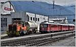 Be 4/4 512 Vororttriebzug und Gm 3/3 231 in Landquart. (04.05.2020)