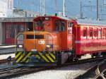 RhB - Rangierlok Tm 2/2 120 bei Rangierarbeiten in Landquart am 26.07.2009