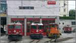 Ge 4/4 I 609  Linard , Ge 4/4 II 625  Kblis , Gm 3/3 233 und Ge 4/4 I 603  Badus  vor dem RhB Depot in Chur.