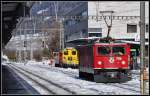 Ge 6/6 II 701  Raetia  mit Tm9921 und im Vordergrund Ge 6/6 II 706  Disentis/Mustr  in Landquart.