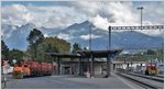 Bahnhof Untervaz-Trimmis mit Tm 2/2 93 und Gm 4/4 241.