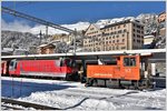 Ge 4/4 III 651  Fideris  und Tm 2/2 112 in St.Moritz.