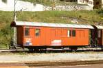 RhB - Xk 9031 II am 20.08.1989 in Bergn - Montagewagen - 2-achsig mit 2 offenen Plattformen - Baujahr 1903 - SIG/RhB - Gewicht 8,27t - Ladegewicht 2,00t - LP 10,40 m - zulssige Geschwindigkeit