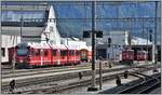 ABe 8/12 3511, Hilfswagen 9101, Ge 6/6 II 703  St.Moritz  und Ge 4/4 II 615  Klosters  in Landquart.