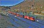 RE1732 nach Scuol-Tarasp mit Ge 4/4 II 623  Bonaduz  auf der alten Brücke. (05.12.2019)