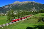 Ge 4/4 II 624 mit einem Regio am 04.09.2019 bei Zernez.