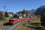 RhB Ge 4/4 II 621  Felsberg  aus Scuol kommend am 24.