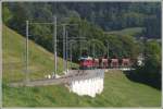 Leerzug mit Ge 4/4 II 612  Thusis  mit 4 Fad von Serneus (Anschlussgleis bei der Sunnibergbrcke) nach Schiers.