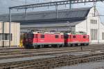 Ge 4/4 633 und 620 abgebgelt am 01.03.11 im Depot Landquart