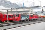 Ge4/4 II 615 und 625 beim rangieren in Landquart.17.01.14