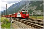 RE1253 mit der Ge 4/4 II 618  Bergün/Bravuogn  bei Felsberg.