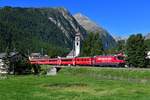 Ge 4/4 III 647 mit einem Regio am 04.09.2019 bei Bever.