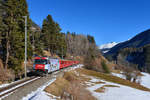 Ge 4/4 III 650 mit einem IR am 06.12.2017 bei Alvaneu.