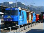 Ge 4/4 III 652  Vaz/Obervaz Lenzerheide-Valbella  mit IR nach Davos, fr dessen Hockeyclub sie Werbung betreibt, in Landquart. (09.07.2008)