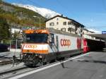 RhB - Ge 4/4  641 mit Schnellzug im Bahnhof Samedan am 18.10.2013