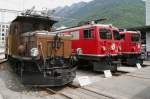 Bahnhofsfest Chur 2008: Lokparade vor dem Depot in Chur mit Krokodil Ge 6/6 I 415 + Ge 4/4 I 601  Albula  + Ge 6/6 II 702  Curia  am 24.