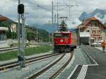 RhB Lok Ge 6/6 II 707 beim umsetzen in Scuol-Tarasp.06.07.10