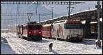 Ge 6/6 II 706  Disentis/Mustr  und Ge 4/4 III 649  Lavin  in Landquart.